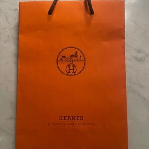 Hermes Orange & brown iconic paper shopping bag